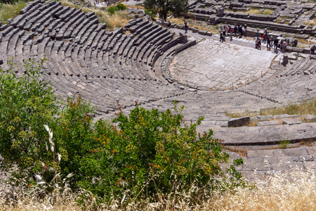 Panorama of ruins in Ancient Greek archaeological site of Delphi,Central Greeceのeditorial素材