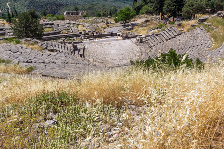 The mountain top stadium at Delphi,Central Greeceのeditorial素材