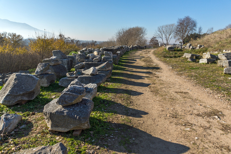 Ruins in the archeological area of ancient Philippi, Eastern Macedonia and Thrace, Greeceのeditorial素材