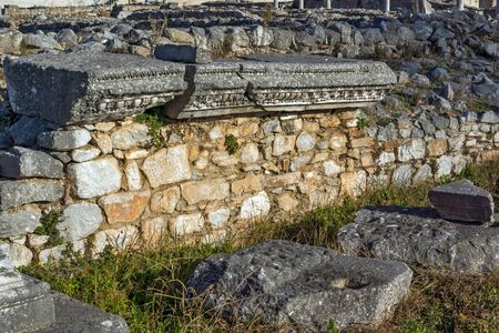 Ruins in the archeological area of ancient Philippi, Eastern Macedonia and Thrace, Greeceの写真素材