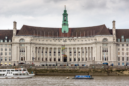 LONDON, ENGLAND - JUNE 16 2016: Thames river and County Hall, Westminster, London, England, Great...