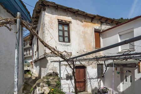 Stone street and Old house in village of Panagia, Thassos island,  East Macedonia and Thrace, Greeceの写真素材