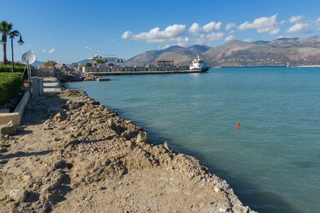 LIXOURI, KEFALONIA, GREECE - MAY 25  2015:  Amazing seascape with Port of Lixouri town, Kefalonia, Ionian islands, Greeceのeditorial素材