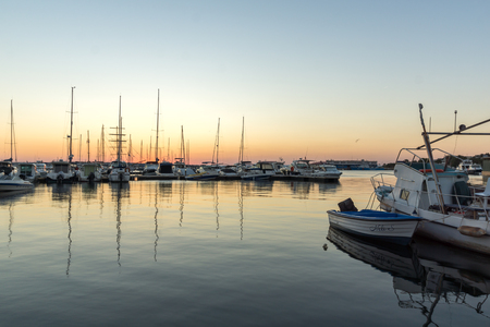 SOZOPOL, BULGARIA - JULY 11, 2016: Sunset at the port of Sozopol, Burgas Region, Bulgariaのeditorial素材