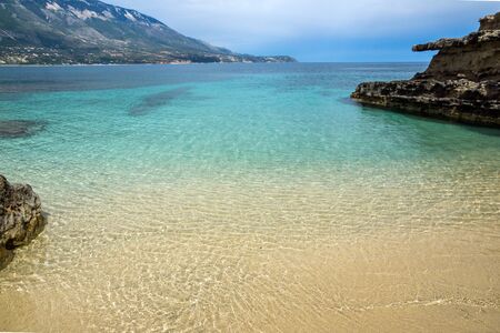 Panoramic view of Pessada beach in Kefalonia, Ionian Islands, Greeceの写真素材