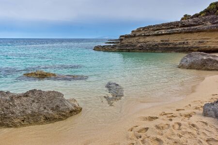 Panoramic view of Pessada beach in Kefalonia, Ionian Islands, Greeceの写真素材