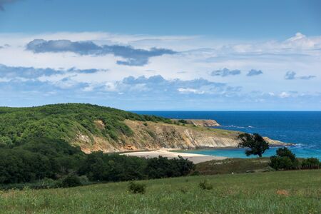 A beach at the mouth of the Veleka River, Sinemorets village, Burgas Region, Bulgariaの写真素材