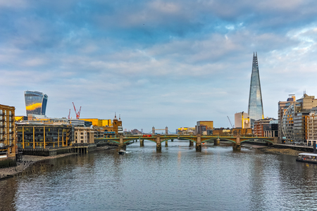 Sunset panorama of city of London and Thames river, England, Great Britainのeditorial素材