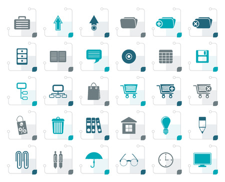 Stylized Business and office iconsのイラスト素材