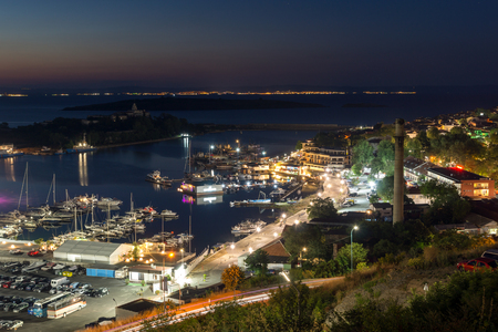Night Panoramic view of the port of Sozopol, Burgas Region, Bulgariaのeditorial素材