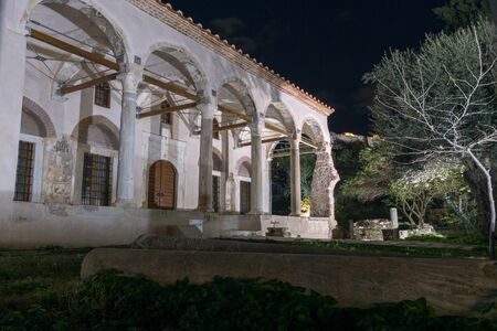 Night photo of Fethiye Mosque in Athens, Attica, Greece