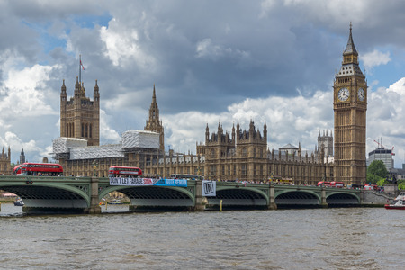 LONDON, ENGLAND - JUNE 15 2016:  Westminster Bridge and Big Ben, London, England, United Kingdomのeditorial素材