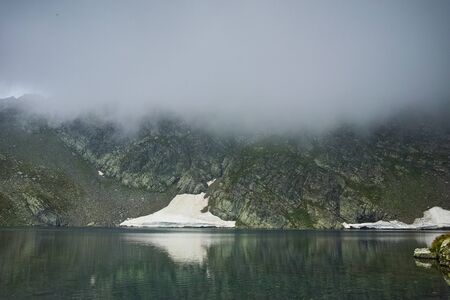 Fog over The Eye lake, The Seven Rila Lakes, Bulgariaの写真素材
