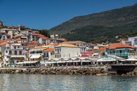 PARGA, GREECE JULY 17, 2014: Amazing Panoramic view of town of Parga, Epirus, Greeceのeditorial素材