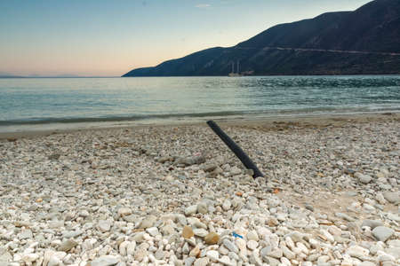 Amazing sunset on the beach of village of Vasiliki, Lefkada, Ionian Islands, Greece