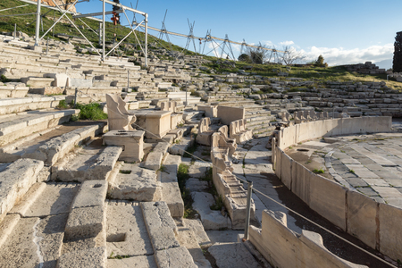 Ruins of the Theatre of Dionysus in Acropolis of Athens, Attica, Greeceの写真素材