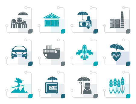Stylized different kind of insurance and risk icons - vector icon setのイラスト素材
