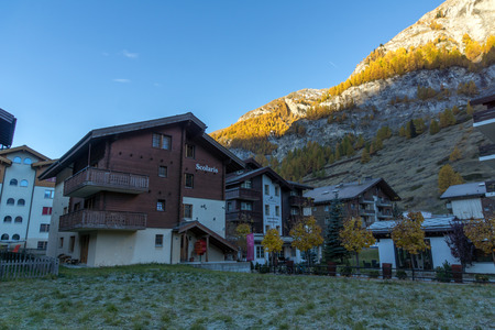 ZERMATT, SWITZERLAND - OCTOBER 27, 2015: Morning view of Zermatt Resort, Canton of Valais, Switzerlandのeditorial素材