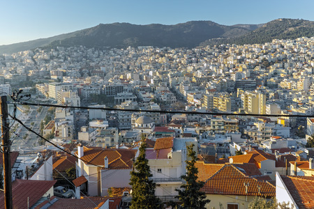 Amazing Panorama to Kavala, East Macedonia and Thrace, Greeceのeditorial素材