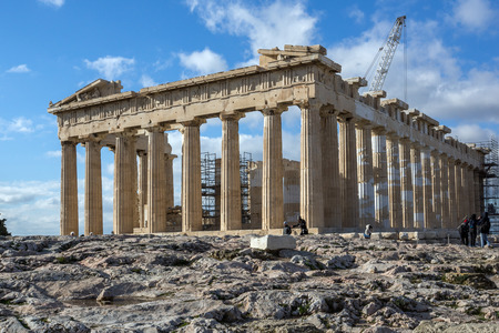 ATHENS, GREECE - JANUARY 20 2017:  Amazing view of The Parthenon in the Acropolis of Athens, Attica, Greeceのeditorial素材