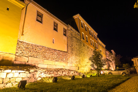PLOVDIV, BULGARIA - SEPTEMBER 2 2016:  Night photo of Houes in old town of city of Plovdiv, Bulgariaのeditorial素材