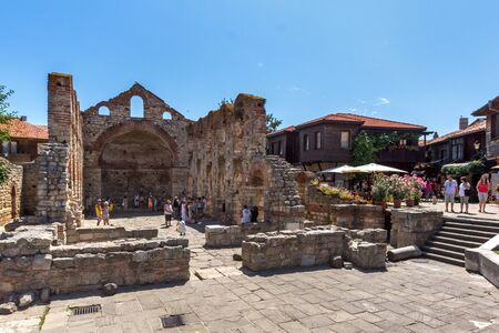 NESSEBAR, BULGARIA - 30 JULY 2014: Ancient Church of Saint Sofia in the town of Nessebar, Burgas Region, Bulgariaのeditorial素材