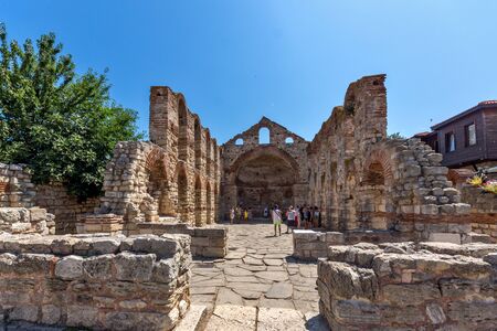NESSEBAR, BULGARIA - 30 JULY 2014: Ancient Church of Saint Sofia in the town of Nessebar, Burgas Region, Bulgariaのeditorial素材