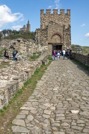 VELIKO TARNOVO, BULGARIA - 9 APRIL 2017: Ruins of The capital city of the Second Bulgarian Empire medieval stronghold Tsarevets, Veliko Tarnovo, Bulgariaのeditorial素材
