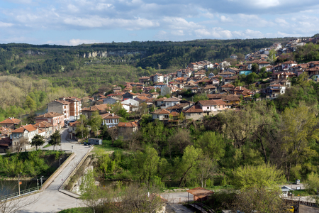 VELIKO TARNOVO, BULGARIA - 9 APRIL 2017: Panoramamic view of city of Veliko Tarnovo, Bulgariaのeditorial素材