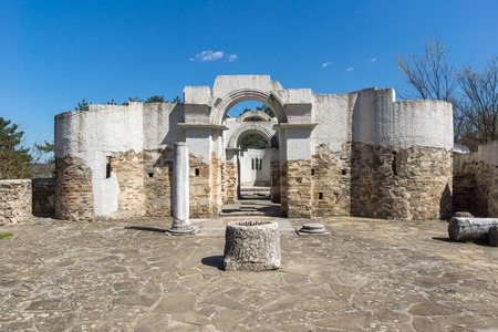 Ruins of Round (Golden) Church  of St. John, Preslav near The Second capital city of the First  Bulgarian Empire  Great Preslav, Bulgariaの写真素材