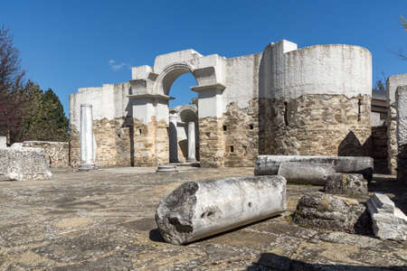 Ruins of Round (Golden) Church  of St. John, Preslav near The Second capital city of the First  Bulgarian Empire  Great Preslav, Bulgariaの写真素材