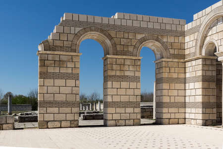 Ruins of The Great Basilica - largest Christian cathedral in medieval Europe near The capital city of the First  Bulgarian Empire Pliska, Bulgariaの写真素材