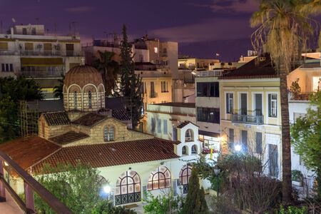 ATHENS, GREECE - JANUARY 19 2017:  Night photo of Agia Aikaterini Church in Athens, Attica, Greeceのeditorial素材