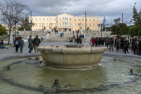ATHENS, GREECE - JANUARY 20 2017:  anorama of Syntagma Square in Athens, Attica, Greeceのeditorial素材