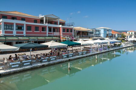LEFKADA TOWN, GREECE JULY 17, 2014: Panoramic view of Lefkada town, Ionian Islands, Greeceのeditorial素材