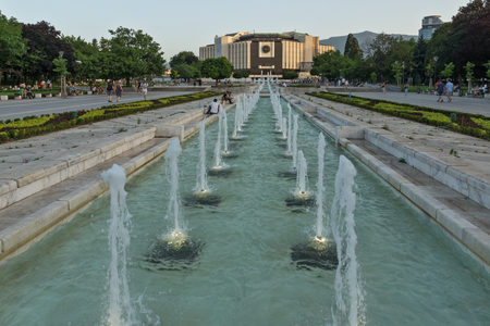 SOFIA, BULGARIA - JUNE 30, 2017: Sunset view of National Palace of Culture in Sofia, Bulgariaのeditorial素材