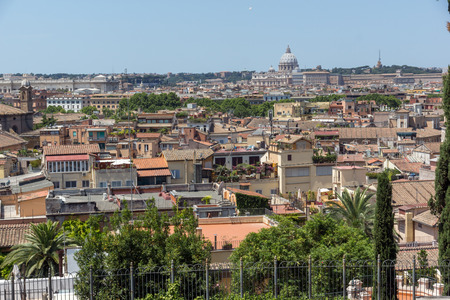 ROME, ITALY - JUNE 22, 2017: Amazing Panorama from Viale del Belvedere to city of Rome, Italyのeditorial素材