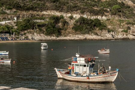 CHALKIDIKI, CENTRAL MACEDONIA, GREECE - AUGUST 26, 2014: Seascape of Pigadaki Beach at Sithonia peninsula, Chalkidiki, Central Macedonia, Greeceのeditorial素材