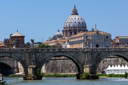 ROME, ITALY - JUNE 22, 2017: Amazing view of Vatican and Tiber River in city of Rome, Italyのeditorial素材