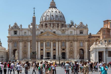 VATICAN CITY, ROME, ITALY - JUNE 22, 2017: Amazing view of St. Peter's Basilica and Saint Peter's Square, Vatican City, Rome, Italyのeditorial素材