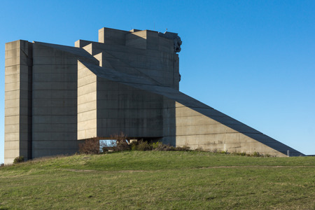 SHUMEN, BULGARIA - APRIL 10, 2017:   Founders of the Bulgarian State Monument near Town of Shumen, Bulgariaのeditorial素材