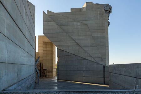 SHUMEN, BULGARIA - APRIL 10, 2017:   Founders of the Bulgarian State Monument near Town of Shumen, Bulgariaのeditorial素材