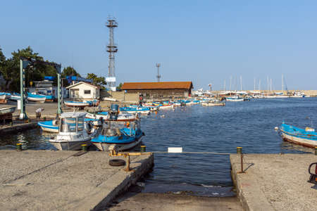 TSAREVO, BULGARIA - JUNE 29, 2013:  Old boat at the port town of Tsarevo, Burgas Region, Bulgariaのeditorial素材
