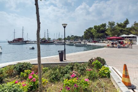 CHALKIDIKI, CENTRAL MACEDONIA, GREECE - AUGUST 25, 2014: Panoramic view of Neos Marmaras at Sithonia peninsula, Chalkidiki, Central Macedonia, Greeceのeditorial素材