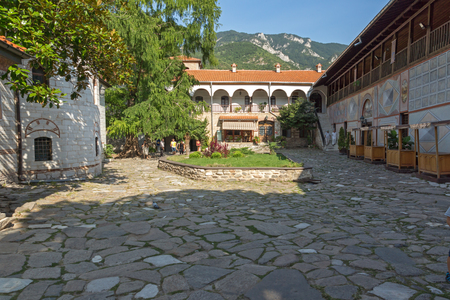 BACHKOVO MONASTERY, BULGARIA - AUGUST 23, 2017:  Panoramic view of Medieval Bachkovo Monastery, Bulgariaのeditorial素材