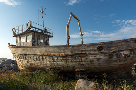 CHERNOMORETS, BULGARIA - AUGUST 16, 2017:  Amazing Seascape of port of Chernomorets, Burgas region, Bulgariaのeditorial素材