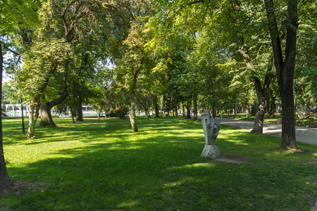 PLOVDIV, BULGARIA - SEPTEMBER 1, 2017:  Panorama of Tsar Simeon Garden in City of Plovdiv, Bulgariaのeditorial素材
