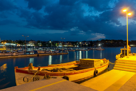 CHERNOMORETS, BULGARIA - AUGUST 14, 2017: Amazing Night seascape of port of Chernomorets, Burgas region, Bulgariaのeditorial素材