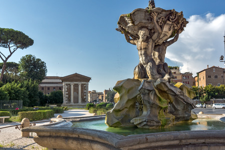 ROME, ITALY - JUNE 22, 2017: Amazing view to Fountain of the Tritons in city of Rome, Italyのeditorial素材