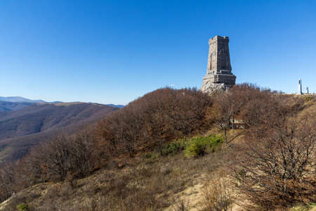 Autumn view of Monument to Liberty Shipka, Stara Zagora Region, Bulgariaの写真素材